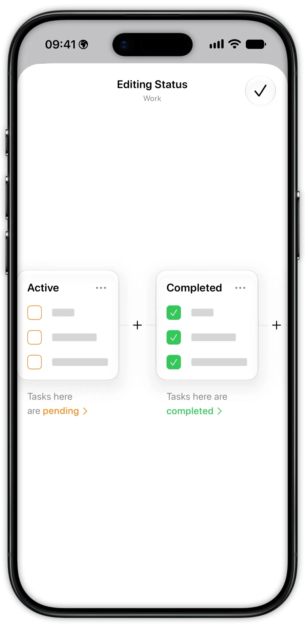 Tasks column editor on iPhone customising the stages of a project
