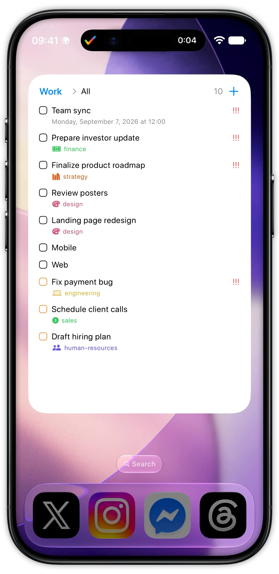 Tasks time tracking on iPhone with distraction blocking and a Live Activity timer