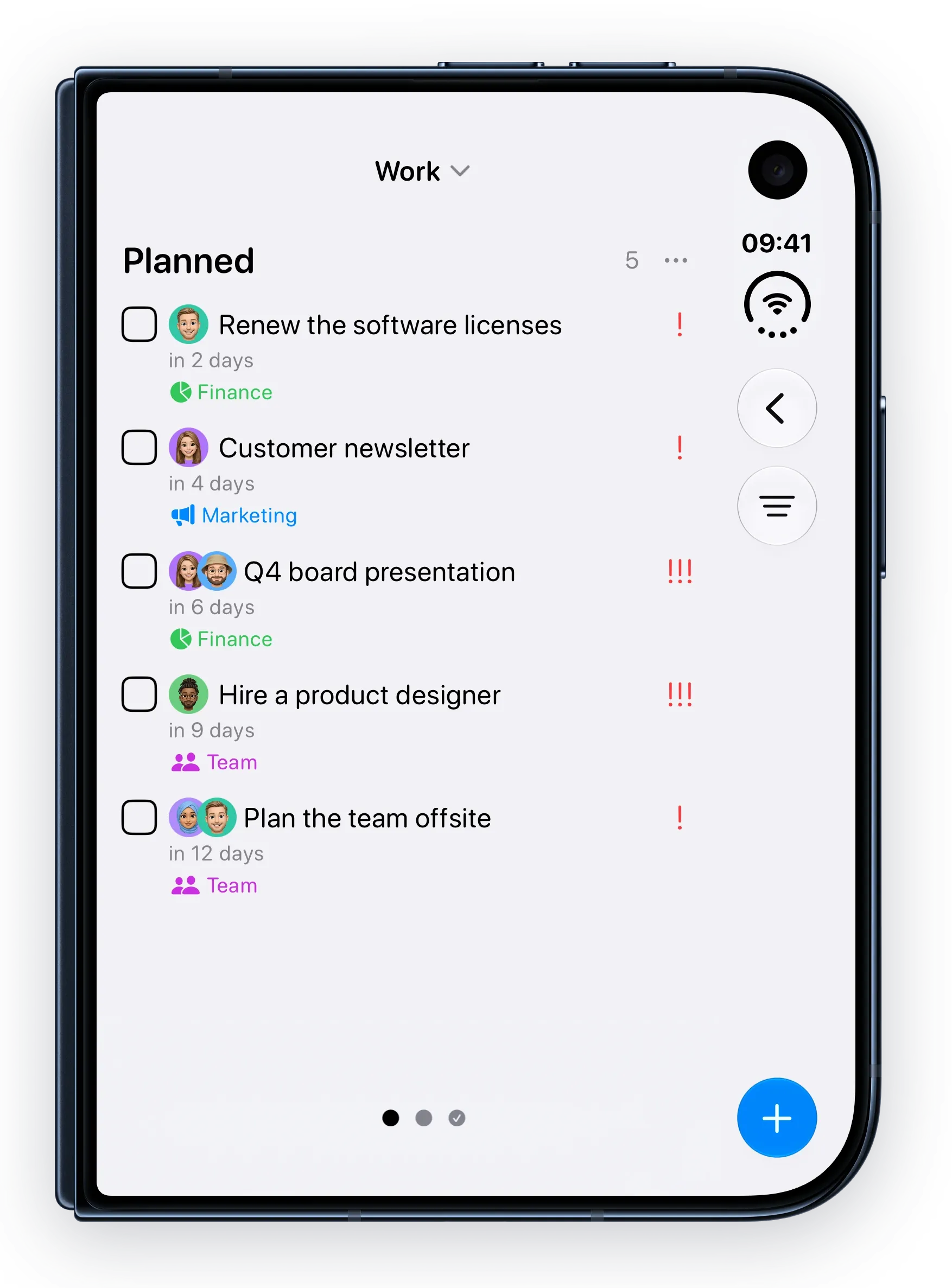 The Work board on an iPhone Duo, folded.