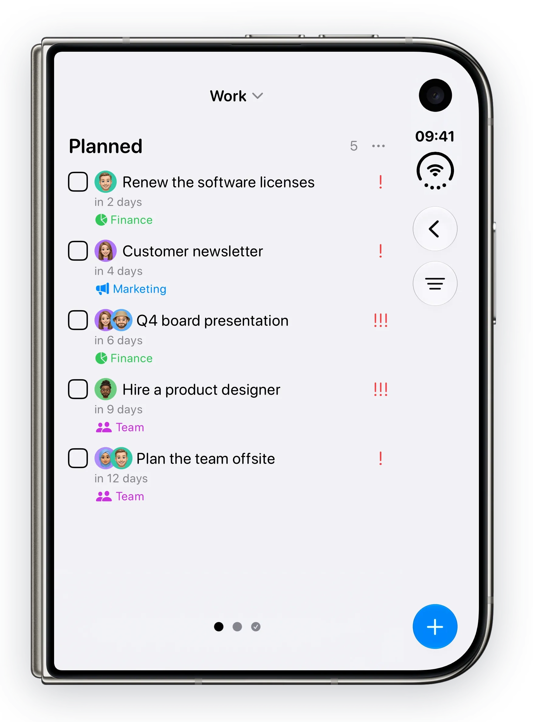The Work board on an iPhone Duo, folded.