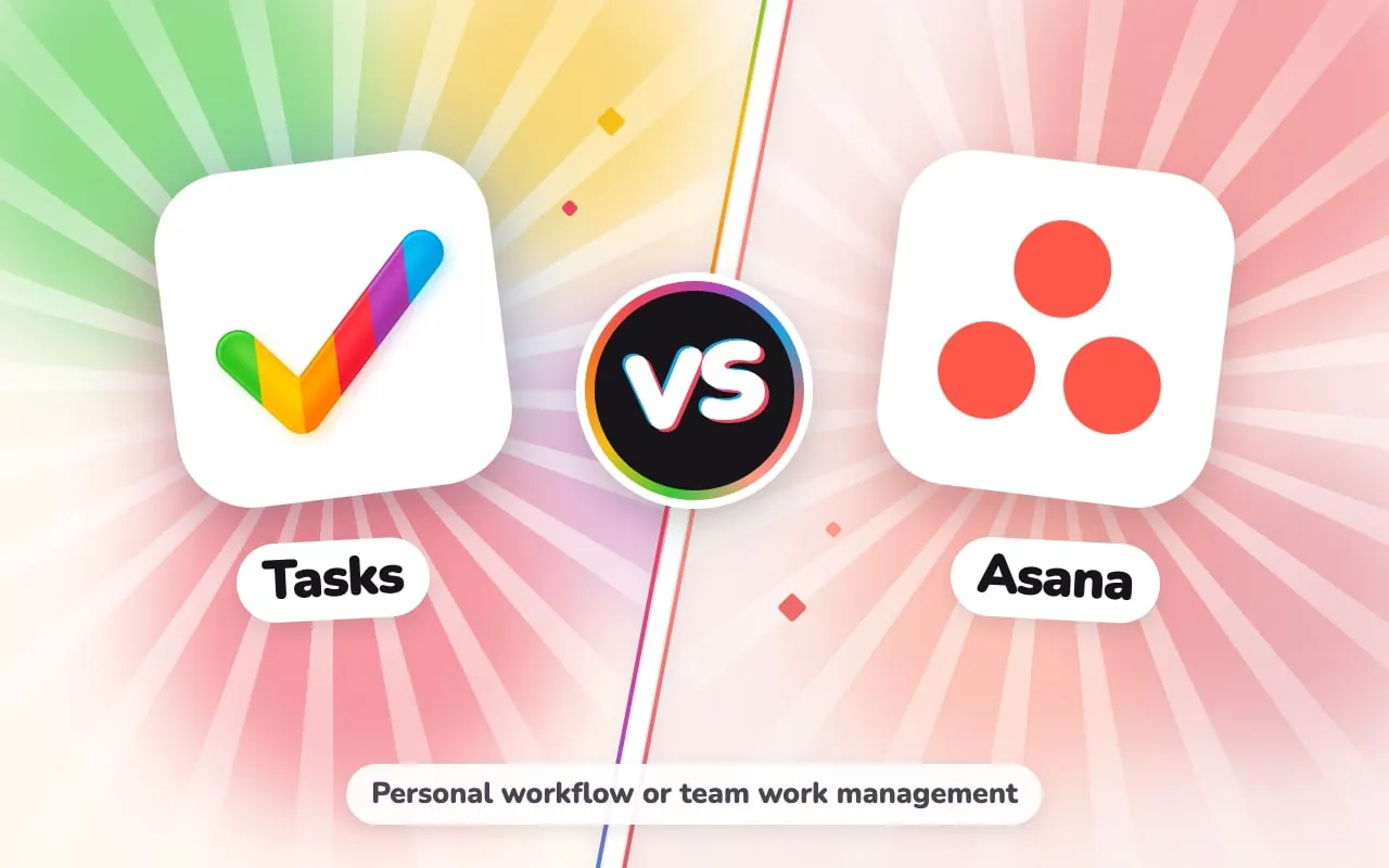 The Tasks and Asana app icons facing off