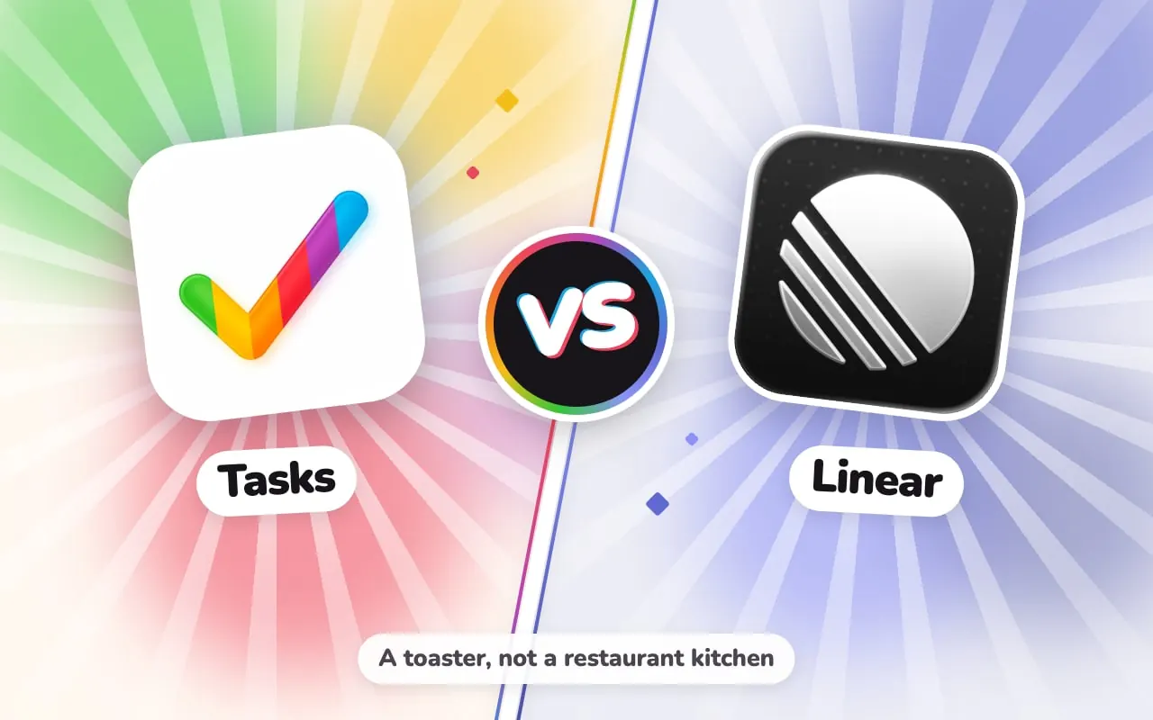 The Tasks and Linear app icons facing off