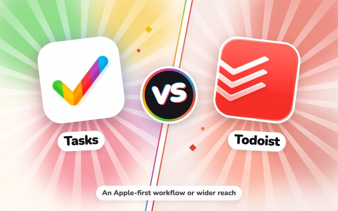 The Tasks and Todoist app icons facing off
