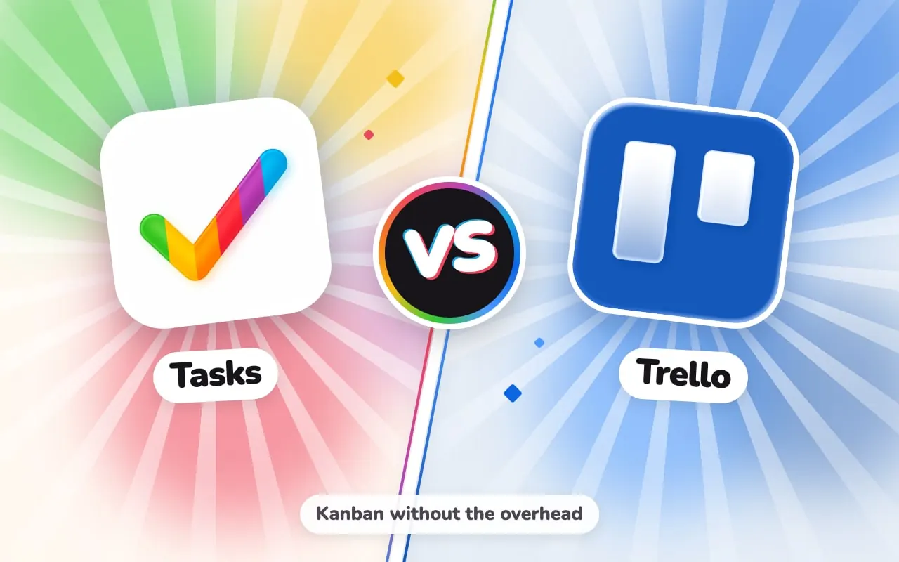 The Tasks and Trello app icons facing off