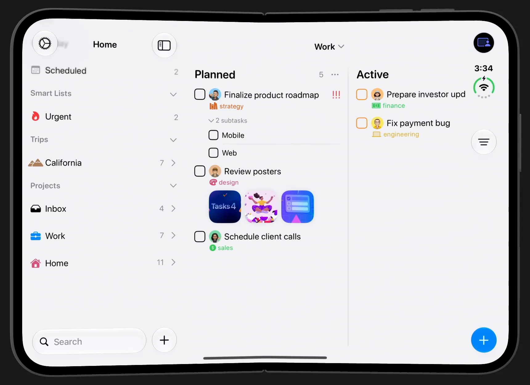 The first frame of the fold and unfold recording.